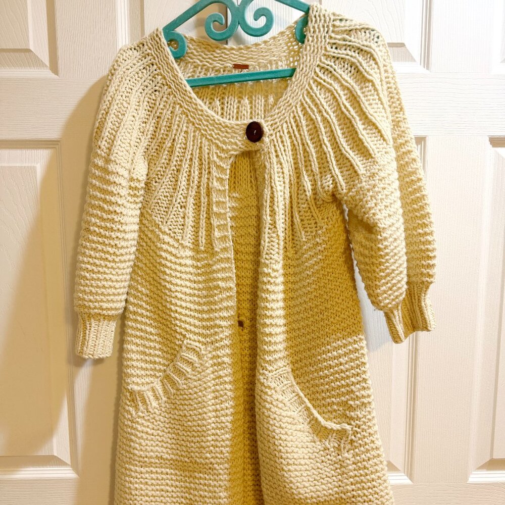 Free People Chunky Knit Beige Cardigan